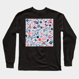 summer meadow | coral + blue Long Sleeve T-Shirt